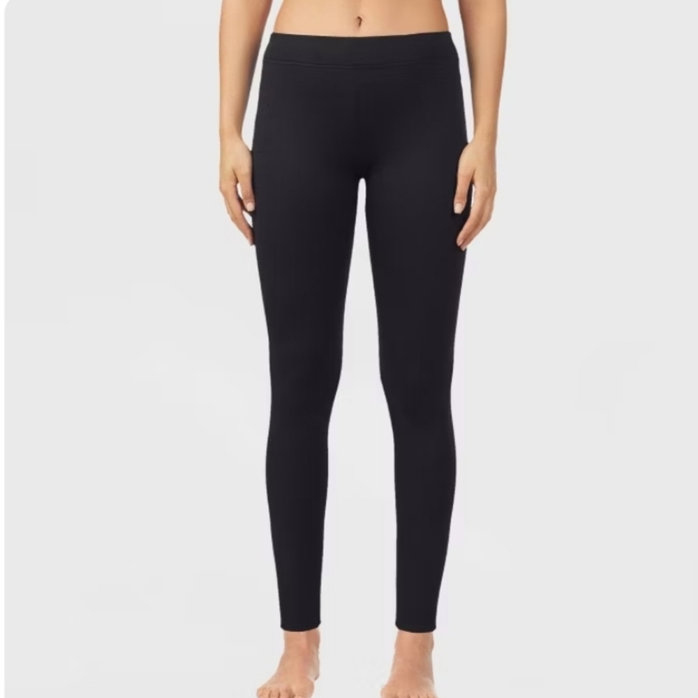 Warm Essentials by Cuddl Duds Luxe Lined Jersey Thermal Leggings - Black